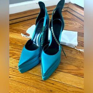 Versace Medusa platform turquoise heels size 39